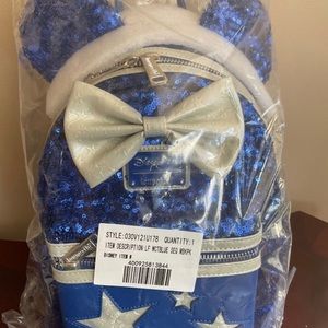 DISNEY LOUNGEFLY ‘’MAKE A WISH  ‘’BLUE SEQUENCED  BACKPACK